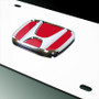 Honda Red Infill 3D Logo Chrome Steel License Plate