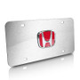 Honda Red 3D Logo Brushed Stainless Steel License Plate