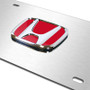 Honda Red 3D Logo Brushed Stainless Steel License Plate