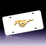 Ford Mustang Gold Logo On Stainless Steel License Plate