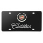 Cadillac Logo and Name on Black Steel License Plate
