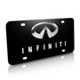 Infiniti Chrome 3D Logo Name On Black Steel License Plate