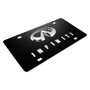 Infiniti Chrome 3D Logo Name On Black Steel License Plate