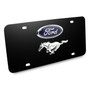 Ford Mustang Double 3d Logo Black Stainless Steel License Plate by iPick Image, Made in USA