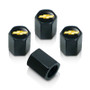 Black Chevrolet Solid Gold Logo Tire Stem Valve Caps