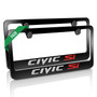 2 Honda Civic Si Black Metal Engraved License Plate Frames