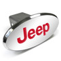Jeep Red Oval Chrome Aluminum Tow Hitch Cover