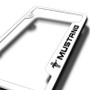 Ford Mustang Tri-Bar Logo Brushed Steel Auto License Plate Frame