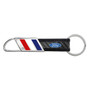 Ford Logo Real Carbon Fiber Leather Key Chain with Red White Blue Stripe