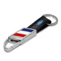 Ford Logo Real Carbon Fiber Leather Key Chain with Red White Blue Stripe