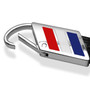 Ford Logo Real Carbon Fiber Leather Key Chain with Red White Blue Stripe