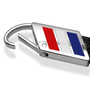 Ford Mustang Cobra in Red on Real Carbon Fiber Leather Key Chain with Red White Blue Stripe