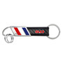 Ford Mustang 5.0 in Red on Real Carbon Fiber Leather Key Chain with Red White Blue Stripe