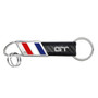 Ford Mustang GT Real Carbon Fiber Leather Key Chain with Red White Blue Stripe