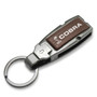 Ford Mustang Cobra in Color Brown Leather Detachable Ring Black Metal Key Chain by iPick Image, Made in USA