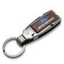 Ford Edge in Color Brown Leather Detachable Ring Black Metal Key Chain by iPick Image, Made in USA
