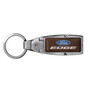 Ford Edge in Color Brown Leather Detachable Ring Black Metal Key Chain by iPick Image, Made in USA