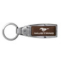 Ford Mustang in Color Brown Leather Detachable Ring Black Metal Key Chain by iPick Image, Made in USA