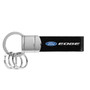 Ford Edge Black Leather Stripe Round Hook Metal Key Chain