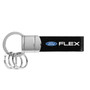 Ford Flex Black Leather Stripe Round Hook Metal Key Chain