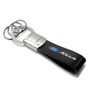 Ford Focus Black Leather Stripe Round Hook Metal Key Chain