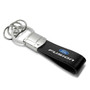 Ford Fusion Black Leather Stripe Round Hook Metal Key Chain