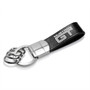 Ford Mustang GT Black Leather Stripe Round Hook Metal Key Chain