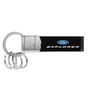 Ford Explorer Black Leather Stripe Round Hook Metal Key Chain