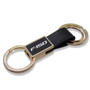 Ford F-150 Round Hook Leather Strip Double Ring Golden Metal Key Chain by iPick Image, Made in USA