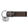 Ford Mustang 50 Years Black Nickel with Brown Leather Stripe Key Chain by iPick Image, Made in USA