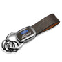 Ford Fiesta Black Nickel with Brown Leather Stripe Key Chain by iPick Image, Made in USA