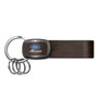Ford Fiesta Black Nickel with Brown Leather Stripe Key Chain by iPick Image, Made in USA