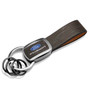 Ford Fusion Black Nickel with Brown Leather Stripe Key Chain by iPick Image, Made in USA