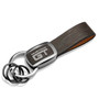 Ford Mustang GT Black Nickel with Brown Leather Stripe Key Chain by iPick Image, Made in USA