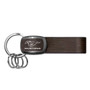 Ford Mustang Black Nickel with Brown Leather Stripe Key Chain by iPick Image, Made in USA