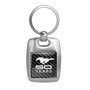 Ford Mustang 50 Years in Full Color with Carbon Fiber Backing Brush Silver Metal Key Chain