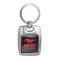 Ford Mustang 50 Years in Red Scratch Resistant Graphic on Carbon Fiber Backing Brush Metal Key Chain