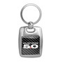 Ford Mustang 5.0 in Full Color with Carbon Fiber Backing Brush Silver Metal Key Chain