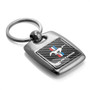 Ford Mustang Tri-Bar in Full Color with Carbon Fiber Backing Brush Silver Metal Key Chain