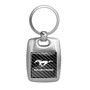 Ford Mustang in Full Color with Carbon Fiber Backing Brush Silver Metal Key Chain