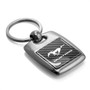 Ford Mustang in Full Color with Carbon Fiber Backing Brush Silver Metal Key Chain