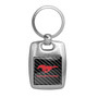 Ford Mustang in Red Scratch Resistant Graphic on Carbon Fiber Backing Brush Metal Key Chain