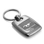 Ford Mustang Silver Carbon Fiber Backing Brush Metal Key Chain, Made in USA