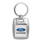 Ford Edge White Carbon Fiber Backing Brush Metal Key Chain, Made in USA