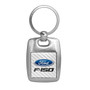 Ford F-150 White Carbon Fiber Backing Brush Metal Key Chain, Made in USA