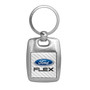 Ford Flex White Carbon Fiber Backing Brush Metal Key Chain, Made in USA
