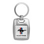 Ford Mustang Tri-Bar White Carbon Fiber Backing Brush Metal Key Chain, Made in USA