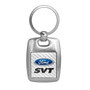 Ford SVT White Carbon Fiber Backing Brush Metal Key Chain, Made in USA