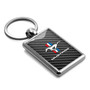 Ford Mustang Tri-Bar in Full Color with Carbon Fiber Backing Brush Rectangle Metal Key Chain