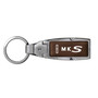 Lincoln MKS Brown Leather Detachable Ring Black Metal Key Chain